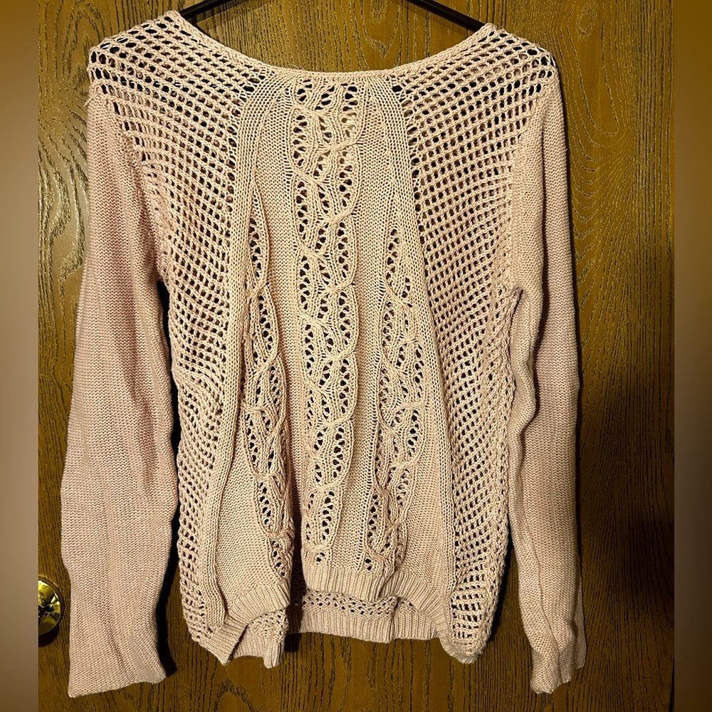 light pink blush mesh lace winter sweater